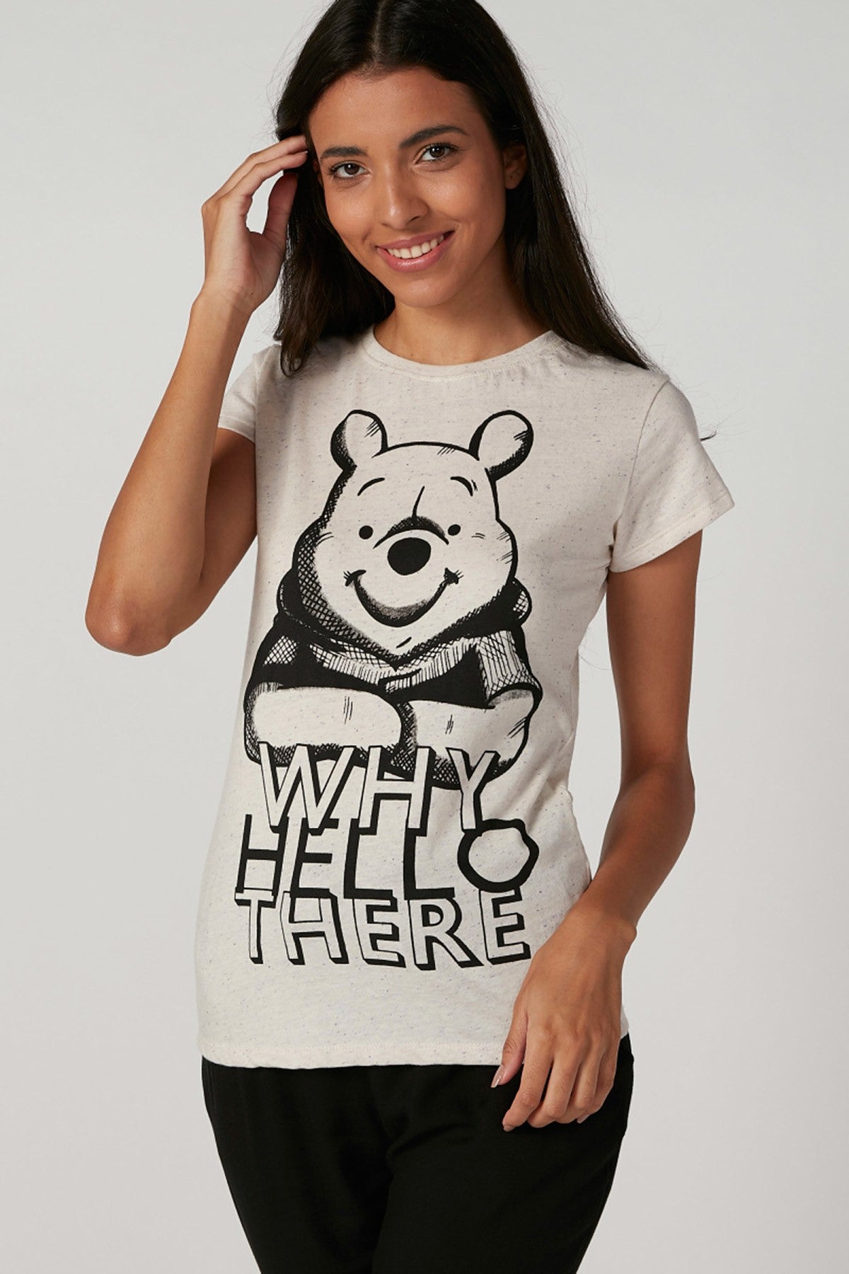 Printed T-shirt with Round Neck and Cap Sleeves