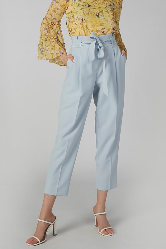 Plain Trousers with Paper Bag Waist and Pocket Detail