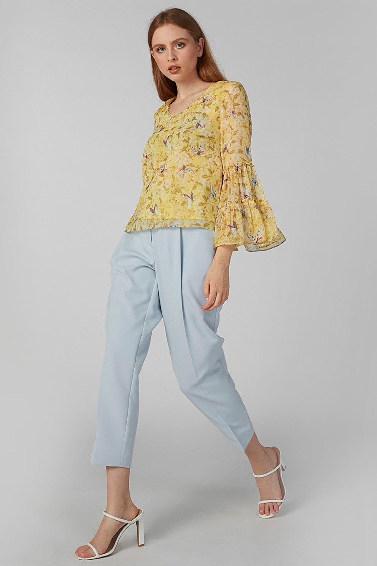 Plain Trousers with Paper Bag Waist and Pocket Detail