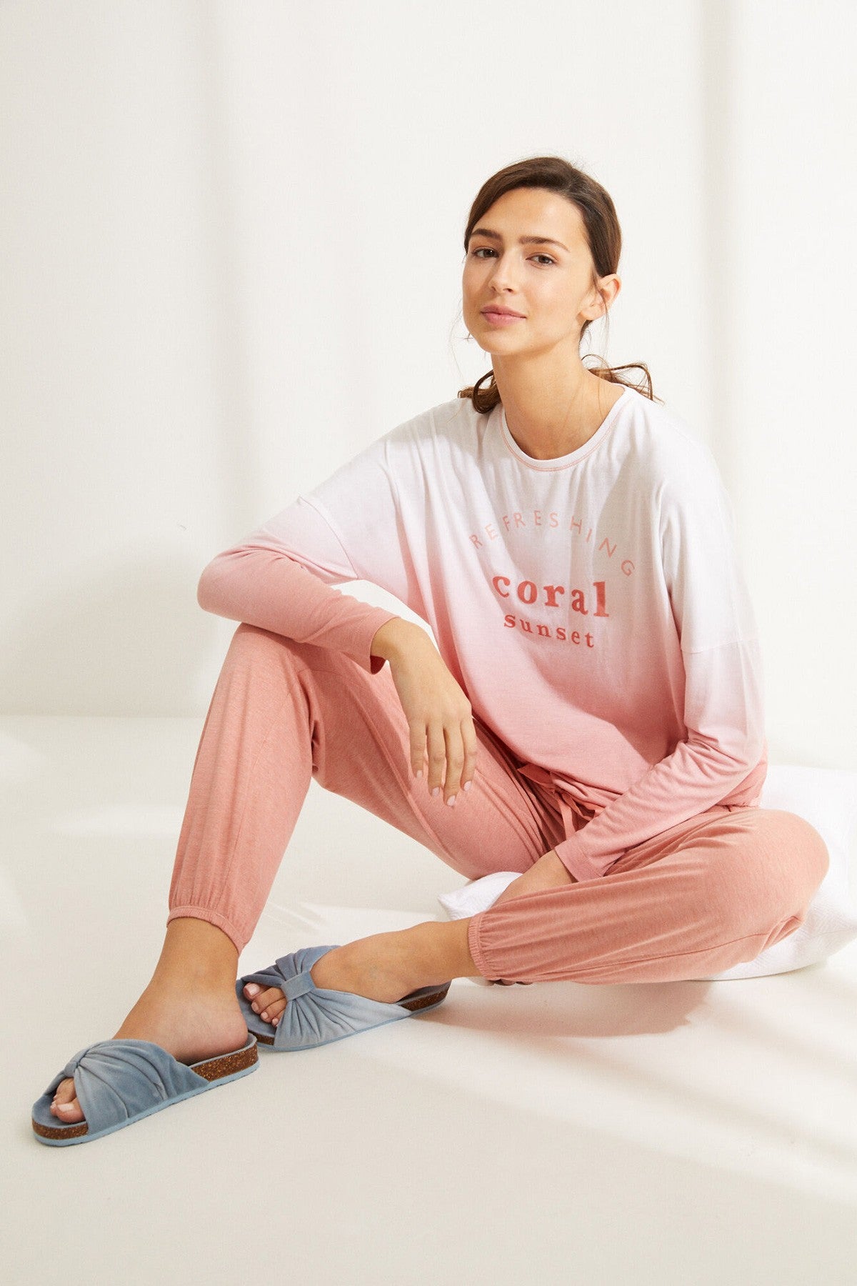Long Pink Super Soft Jersey-Knit Long-Sleeved Pyjamas
