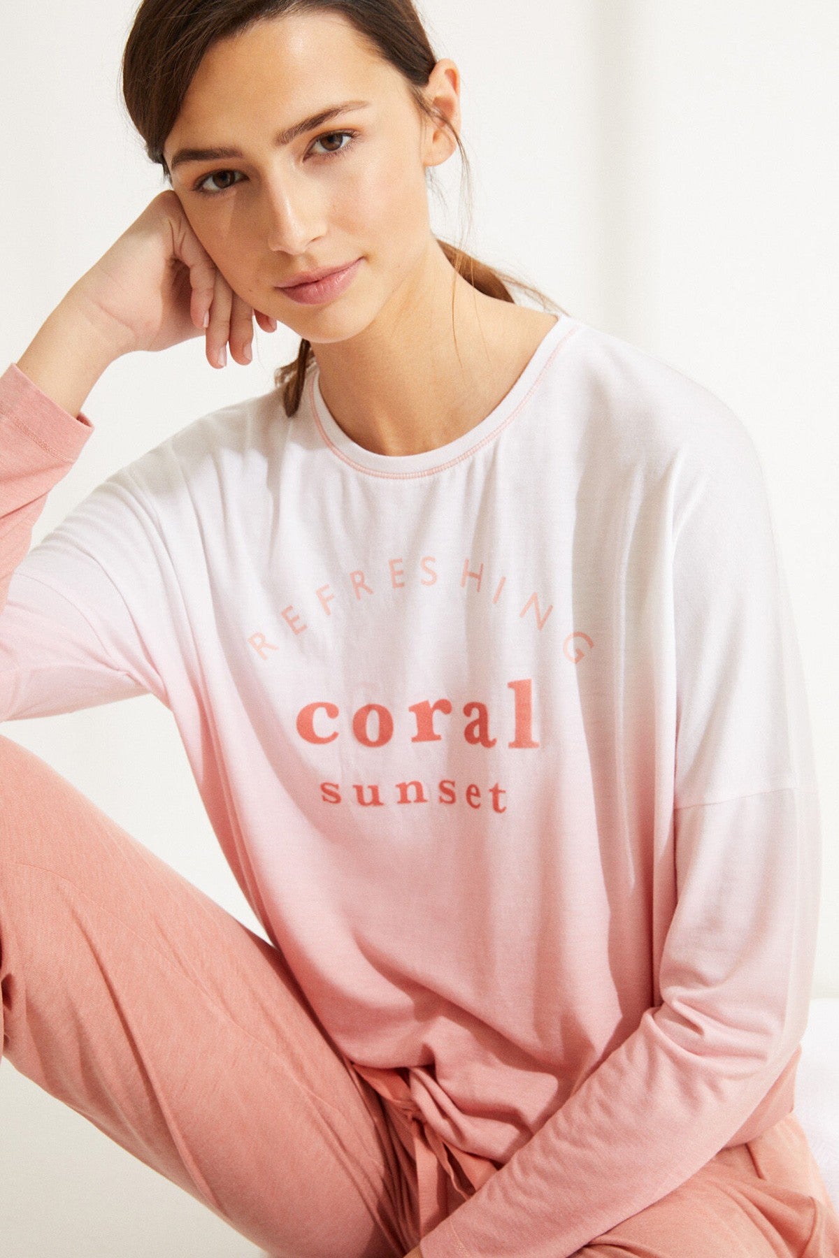 Long Pink Super Soft Jersey-Knit Long-Sleeved Pyjamas