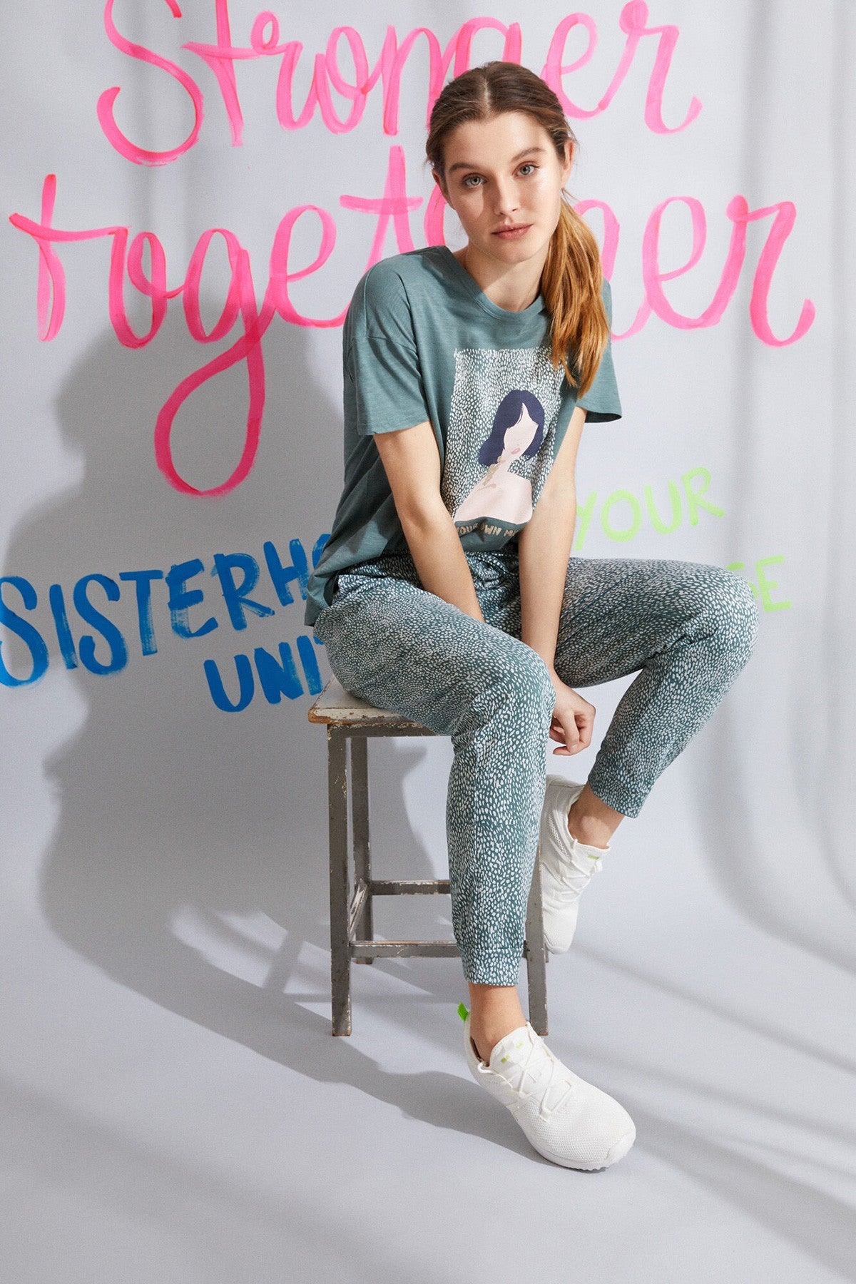 Long Green Printed Organic Cotton Pyjamas