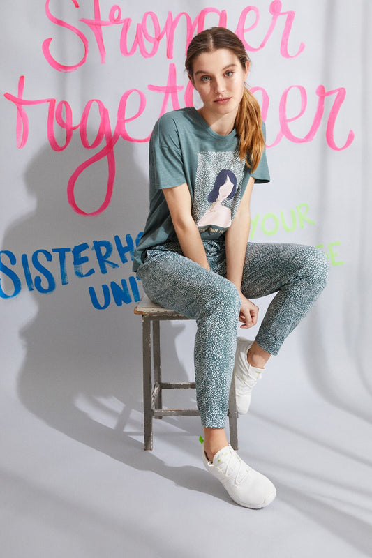 Long Green Printed Organic Cotton Pyjamas