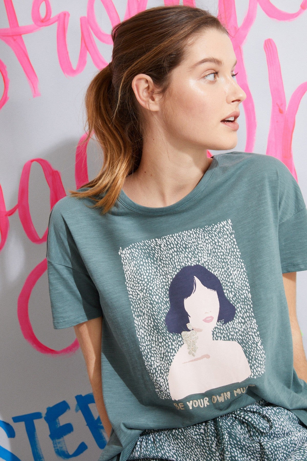 Long Green Printed Organic Cotton Pyjamas