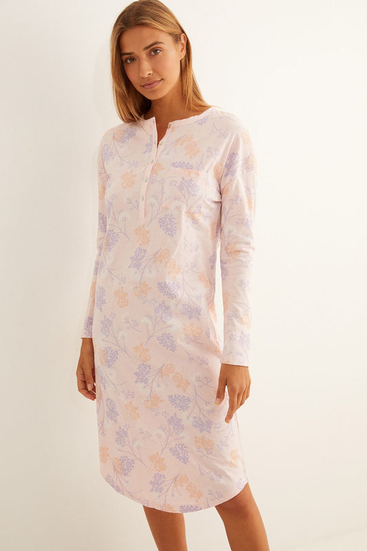 Printed Organic Cotton Midi Nightgown