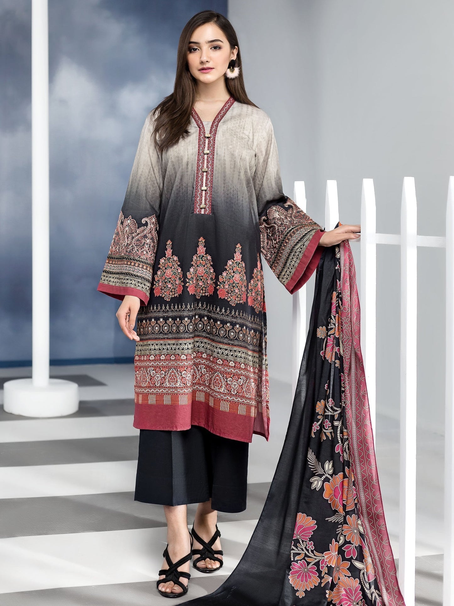 2-Pc Embroidered Lawn Suit