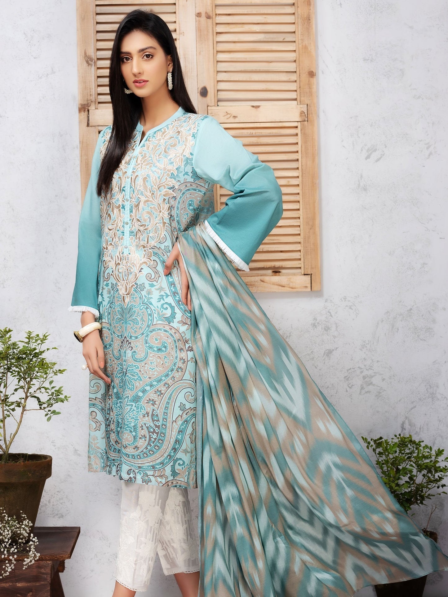 2-Pc Embroidered Lawn Suit