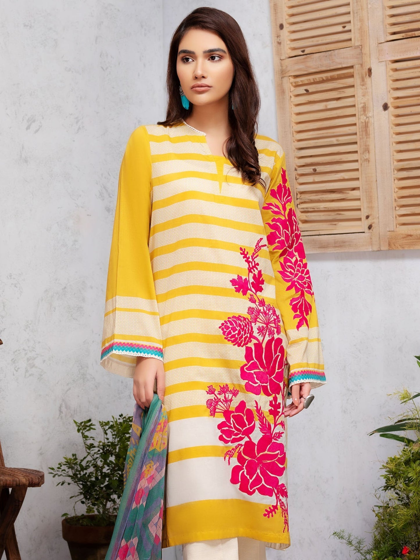 2-Pc Embroidered Lawn Suit