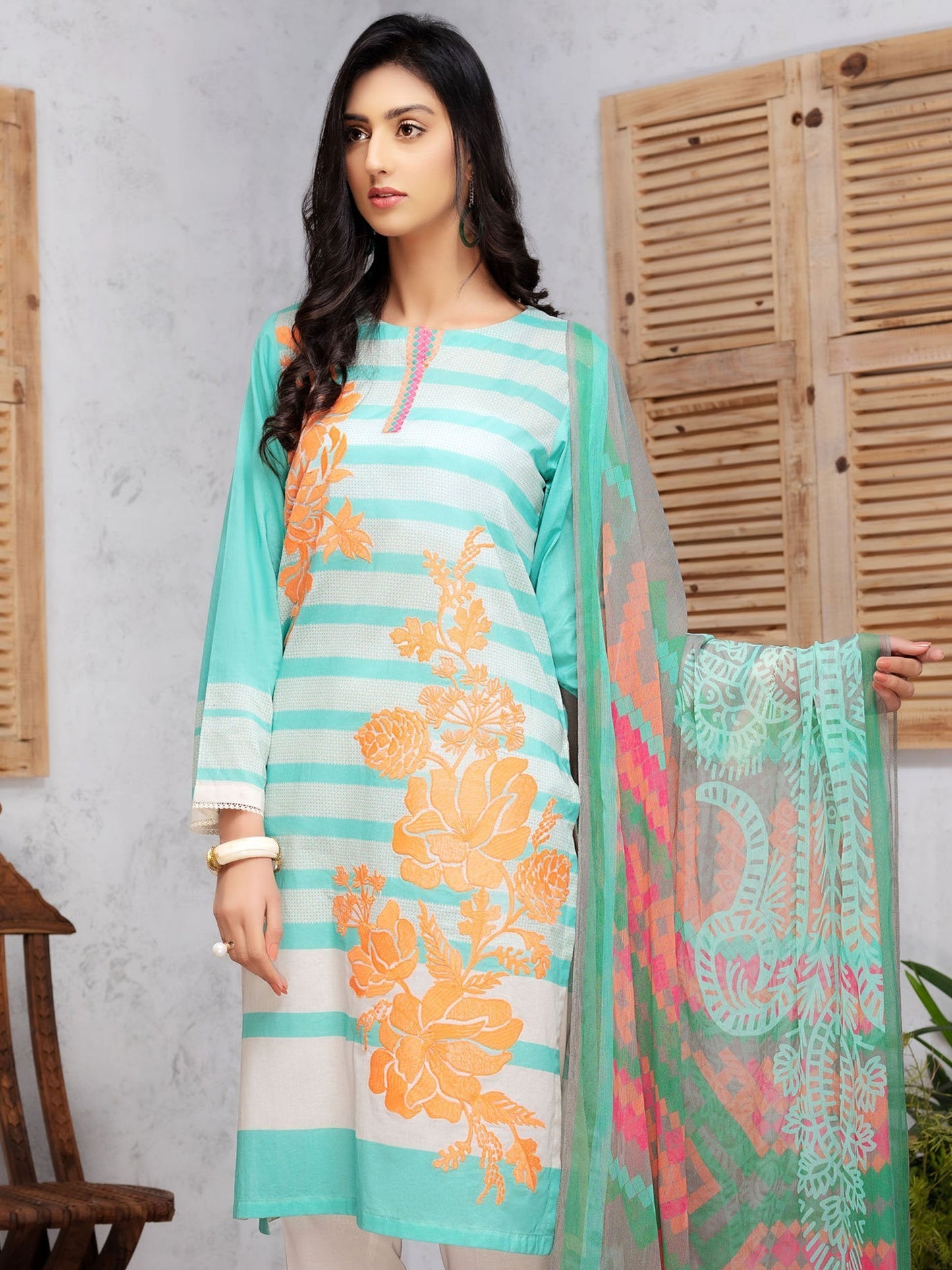 2-Pc Embroidered Lawn Suit