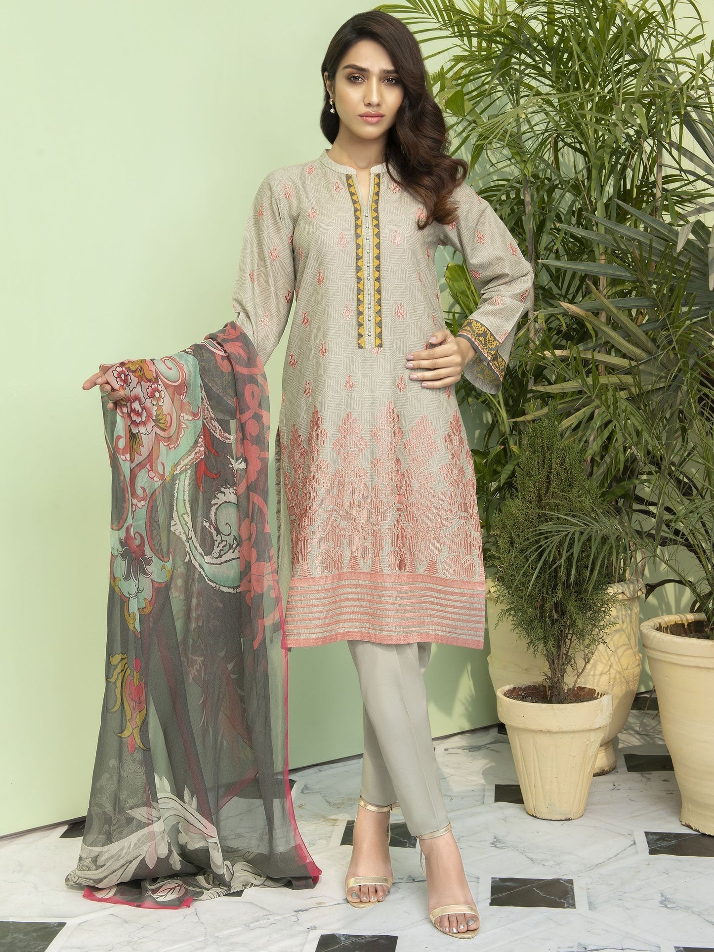 2-Pc Embroidered Lawn Suit