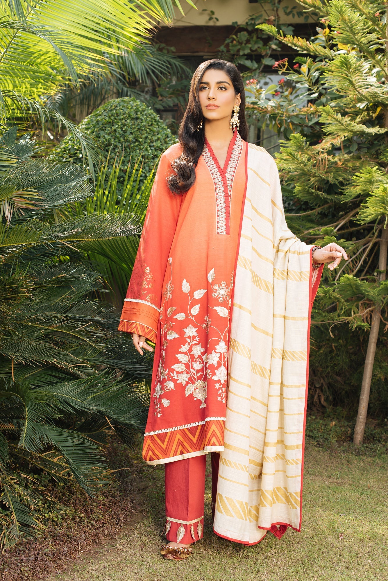 1 Piece - Embroidered Georgette Frock P2657