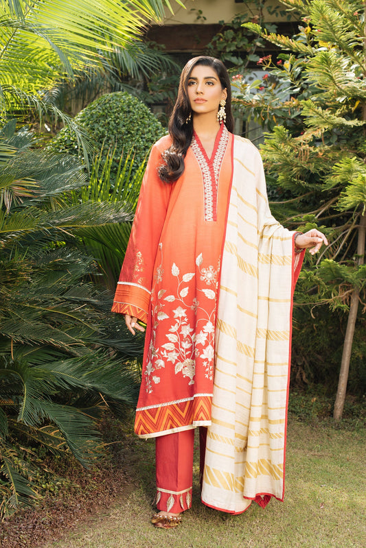 1 Piece - Embroidered Georgette Frock P2657